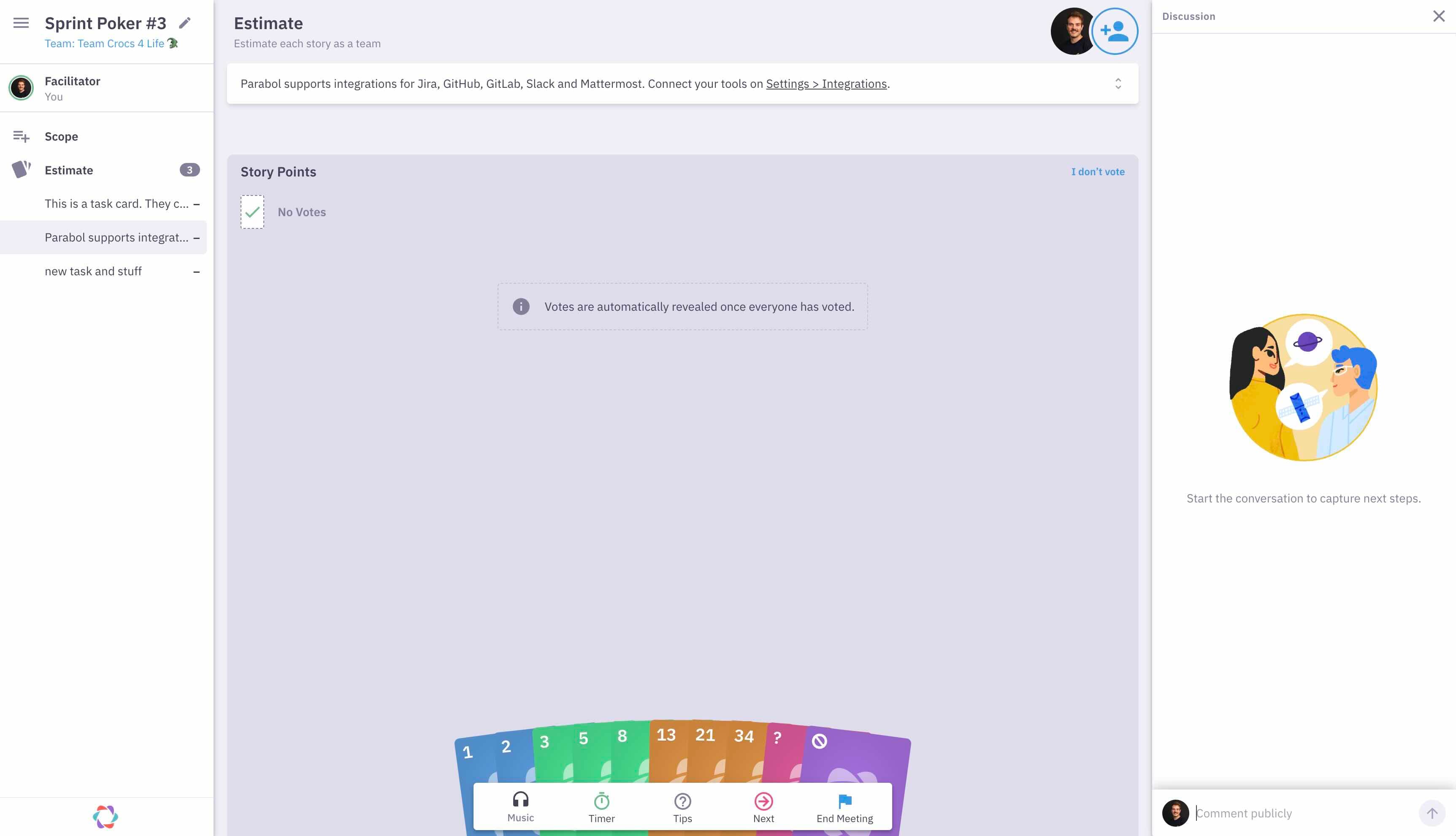 Parabol planning poker