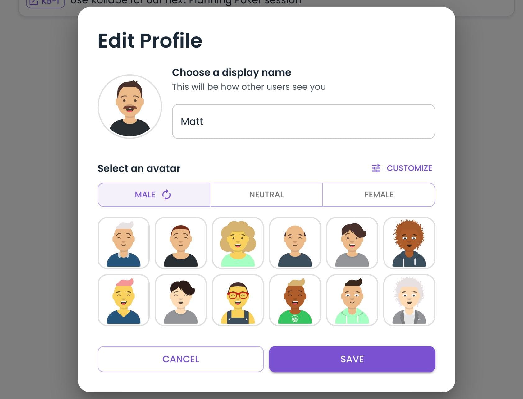 Remote Planning Poker Avatars