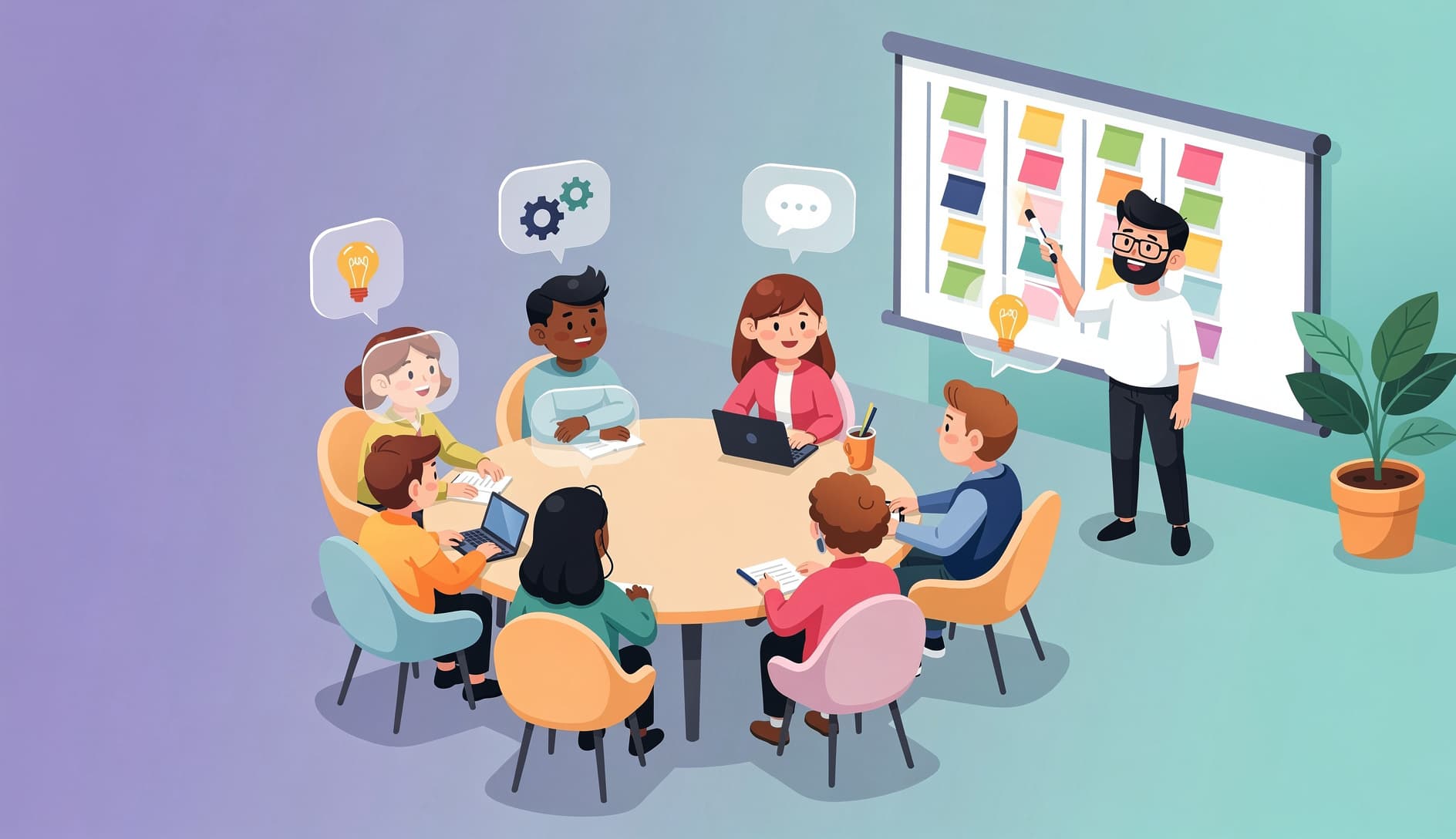 Çevik retrospektif toplantısında çeşitli ekip